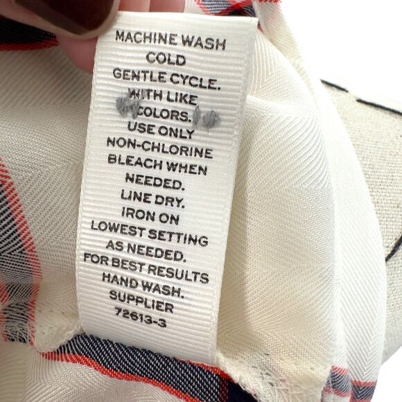 Stylus Women's White Red 100% Rayon Window Pane Button Down Flannel Shirt Size S - Picture 8 of 8